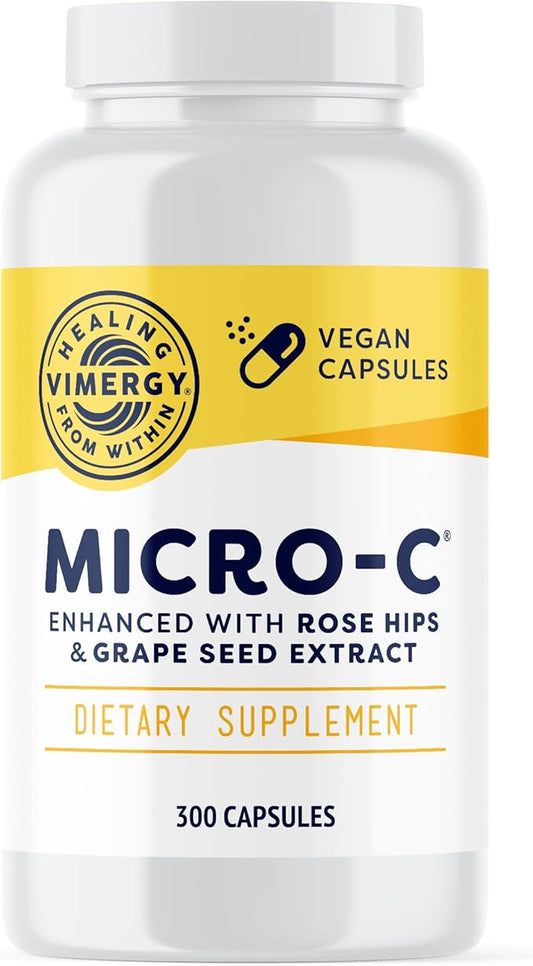 Vimergy Micro-C® Vitamin C Capsules – 500mg per Capsule, Supports Immune Health*, Promotes Collagen Production, Supports Healthy Bones*, Kosher, Vegan & Gluten-Free, Value Size 300 Capsules