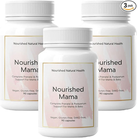 Nourished Mama Prenatal Multi Vitamin - Vegan Multivitamin for Preconception, Pregnancy, Postpartum and Breastfeeding Support - Iron-Free with Methylated Folate & High Dose Choline - 270 Capsules