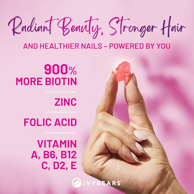 Extra-Strength Premium Women's Hair Gummies - 10x more Biotin, 5,000mcg - Complex Biotin, Collagen, Folic Acid, Keratin for Hair, Skin & Nails - Vegan Hair Growth & Glow - 60 Count, 1 Month Supply