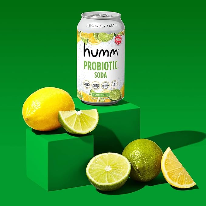 Humm Sparkling Probiotic Soda Variety Pack, Lemon Lime & Berry Cream, Zero Sugar, Zero Calorie, 2 Billion Probiotics, Vitamin C, D, and B12, 12 fl oz (12 Pack)