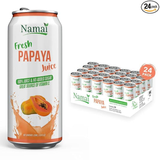 Namai 100% All Natural Pure Papaya Juice, No Added Sugar, No Preservatives, Pack of 24