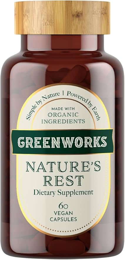 Greenworks Nature's Rest - Advanced Daily Sleep Support with Valerian, Chamomile, Passionflower, Ashwagandha, Lavender, Lemon Balm, Hops Flower & Jujube Seed - Organic, Vegan, Non-GMO (30 Servings)