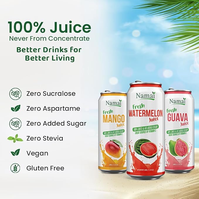 Namai 100% All Natural Pure Guava Juice, No Added Sugar, No Preservatives, Pack of 24
