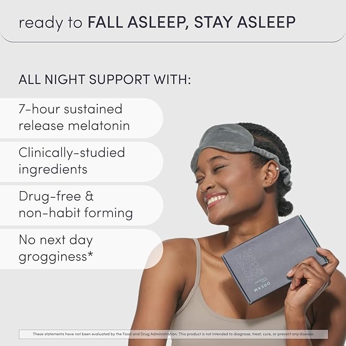 Dream Natural Sleep Aid for Adults – Sleep Supplement with Time Release Melatonin, Magnesium, Ashwagandha, B6 & Chamomile – Non-Habit Forming Sleep Vitamins – 60 Capsules