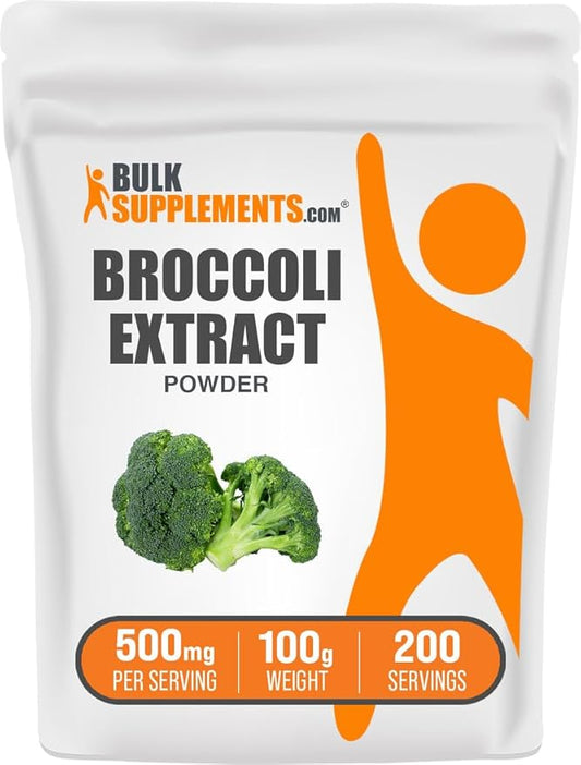 BulkSupplements.com Broccoli Extract Powder - from Broccoli Florets, Sulforaphane Supplement - Vegan & Gluten Free, 500mg per Serving, 100g (3.5 oz) (Pack of 1)