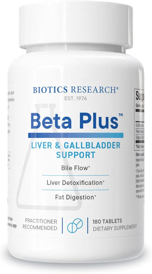 Biotics Research Beta-Plus™ Nutritional Ox Bile Salts Digestive Enzymes Supplement For Bile Production For No Gallbladder-Supports Overall Liver Function, Aids Fat Digestion, Supplies Betaine 180 Tabs