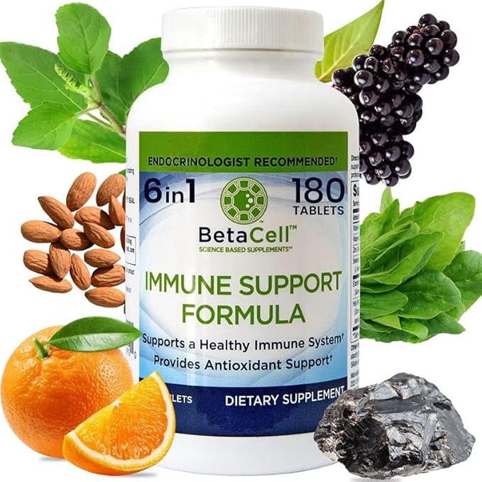 180 Tablets - 6 in 1 Immune Supplement | Vitamin C - Elderberry - Selenium - Vitamin D - Zinc and Holy Basil - Immune Defense for Adults and Kids