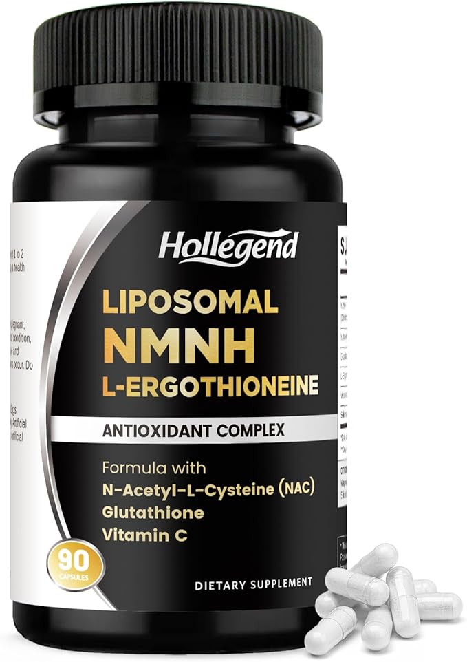 Liposomal NMNH & Ergothioneine Supplement, 6 in 1 Complex with NAC, Glutathione, Vitamin C & Selenium, for Women & Men, Healthy Aging, Antioxidant & Immune Support, 90 Capsules