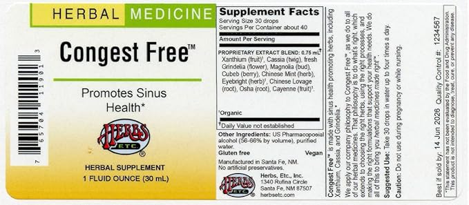 Herbs Etc. Congest Free™ 1 oz