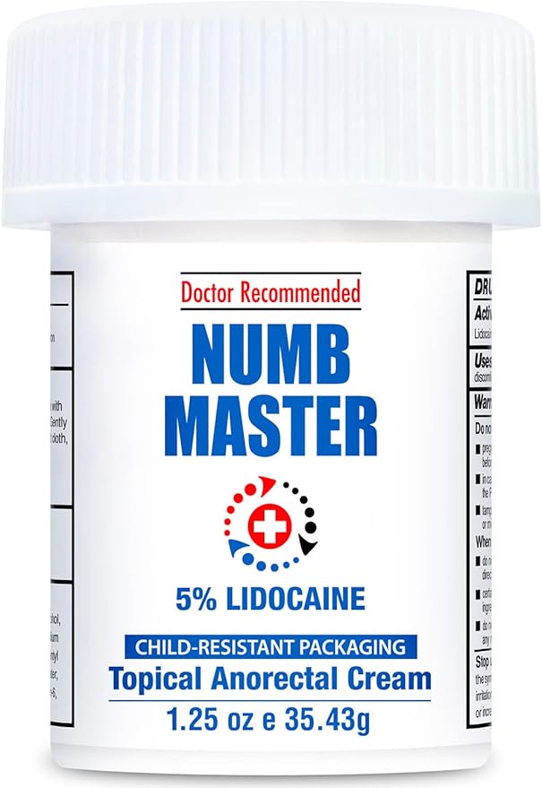 Clinical Resolution Numb Master 5% Lidocaine Numbing Cream for Pain Relief, Topical Anesthetic Burn Itch Cream Maximum Strength, Fast Acting Hemorrhoid Treatment with Vitamin E and Aloe, 1.25 Oz
