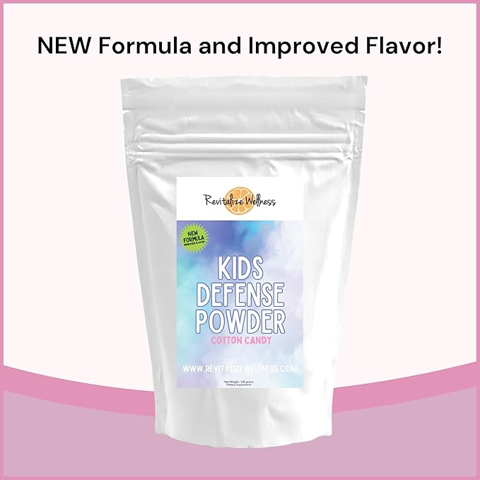 Kids Defense Powder | New Formula, Improved Flavor | Orthomolecular Dose of 1000 mg Vitamin C and 250 mg B3 | Pure, Corn Free, & GMO-Free | Cotton Candy Flavor | 120 Servings
