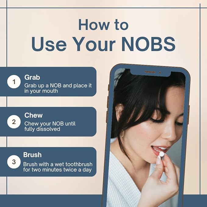 NOBS (No Bad Stuff) Toothpaste Tablets - Nano Hydroxyapatite, Fluoride & Plastic Free, Eco & Travel Friendly - Remineralize with NHA (1 Month)