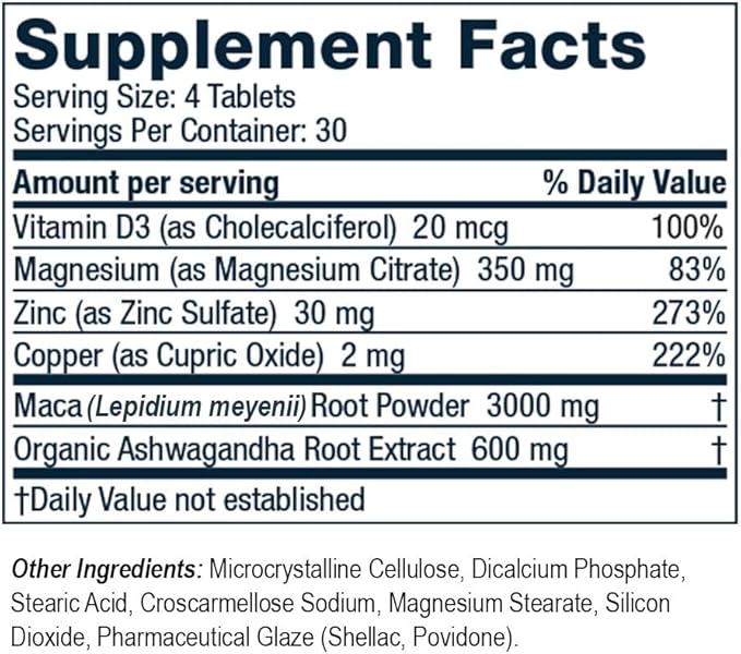 Ro Testosterone Support | Daily Nutritional Supplement with Ashwagandha & Magnesium | (120 Tablets)