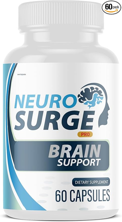Neuro Surge Pro Brain Support Supplement, 60 Capsules, with Vitamins B6, D3, E, Selenium, L-Glutamine (1)