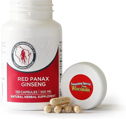 100% Authentic Korean Red Panax Ginseng Capsules -500 mg. Potent Ground Ginseng Root Extract Powder - No Fillers, Binders or Other Additives. (150 ct)