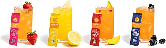 ZYN Electrolyte Drink Mix Hydration Packets, Electrolytes Powder, Hydration Packets w/Turmeric Curcumin, Vitamin C and D, Zinc, Hydrate Electrolyte Powder Packets for Wellness, Variety Pack of 8