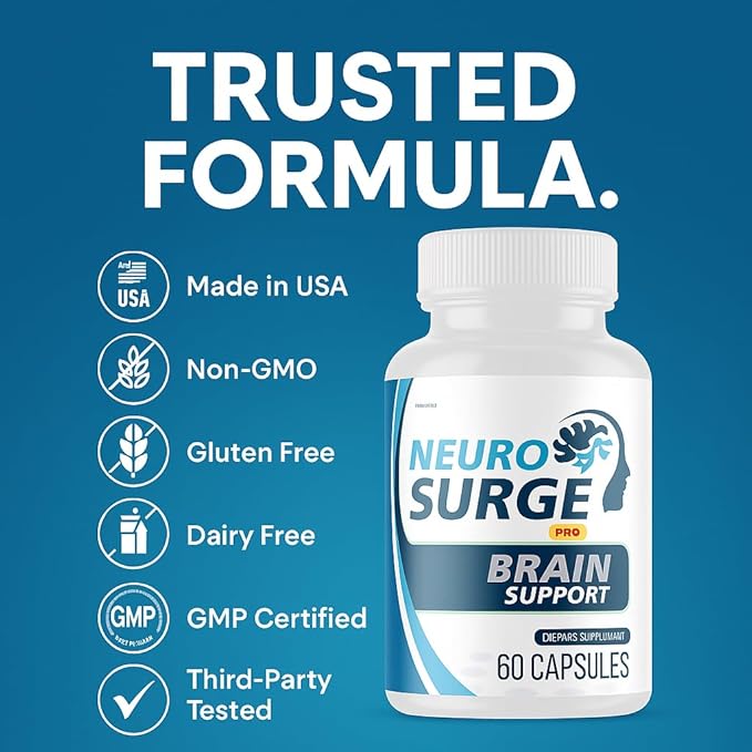 Neuro Surge Pro Brain Support Supplement, 60 Capsules, with Vitamins B6, D3, E, Selenium, L-Glutamine (2)