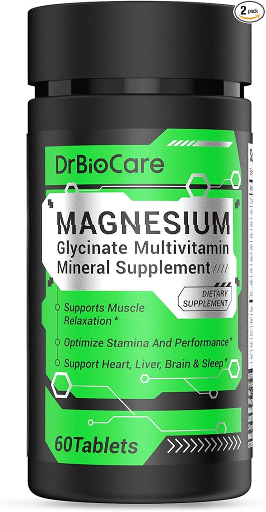 Energy Boost & Magnesium Glycinate, Contains Vitamin D3, Vitamin C, Turmeric, Ashwagandha, Milk Thistle, Calcium & Magnesium Supplement 120 Tablets