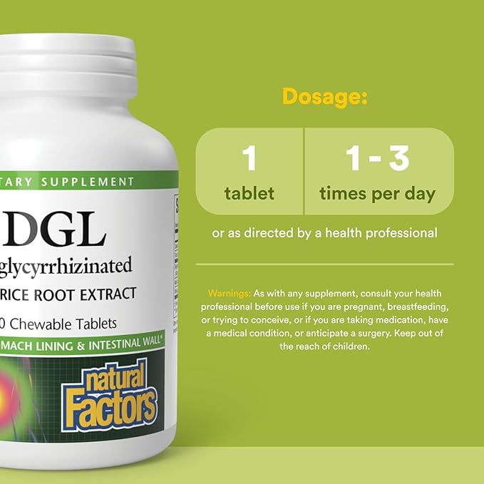 Natural Factors Chewable DGL 400 mg, Licorice Extract for Healthy Digest, 90 Chewable Tablets