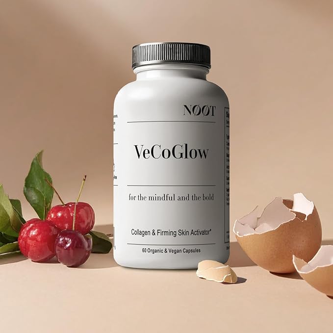 VeCoGlow Premium Vegetarian Collagen for Women & Men (Pills) with Vitamin C - Multi Collagen Peptides (Types I, V & X) Eggshell Membrane Supplements for Smooth, Firm and Glowing Skin