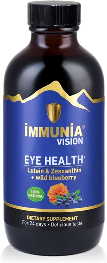Immunia Vision. Lutein, Wild Blueberry, and Elderberry Concentrate. Eye Health Antioxidant Supplement. Concentrated Formula. Delicious Taste. 5 ml/Day. (1-Pack)