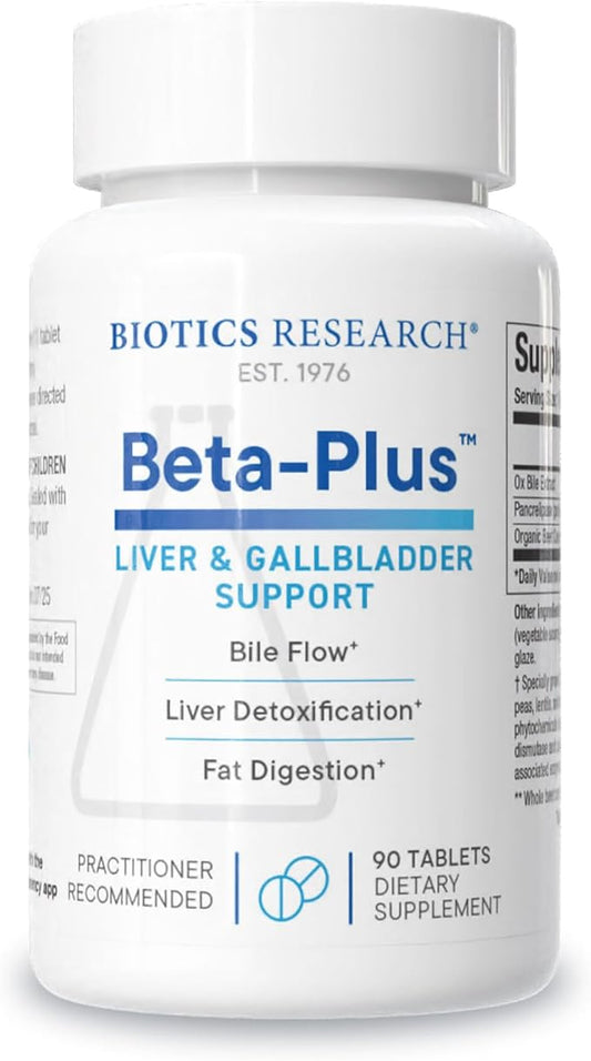 Biotics Research Beta-Plus™ Nutritional Ox Bile Salts Digestive Enzymes Supplement for Bile Production for No Gallbladder-Supports Overall Liver Function, Aids Fat Digestion, Supplies Betaine 90 Tabs