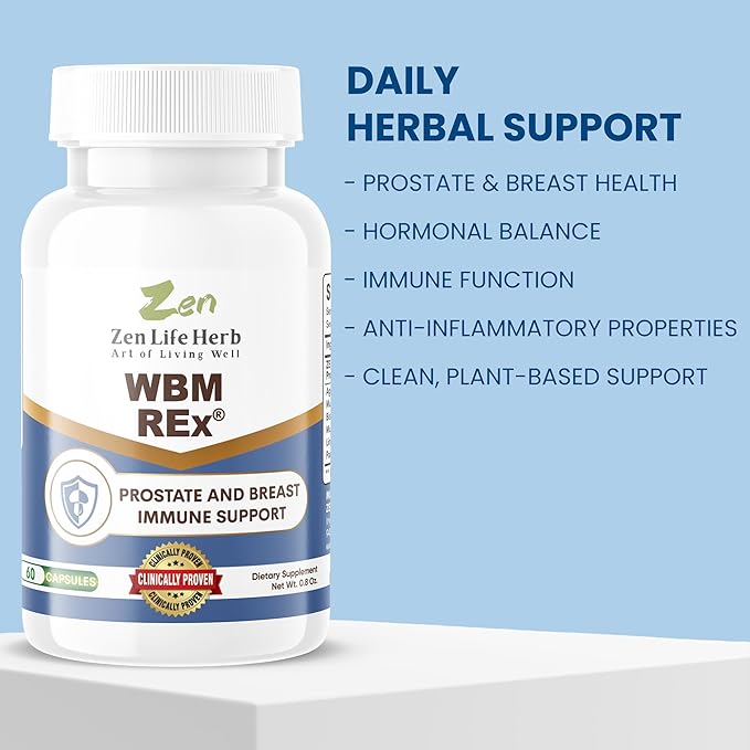 WBM REx White Button Mushrooms Ginseng Plus Clinically Proven Advanced Immune Support for Prostate and Breast Health Supplement (120 Capsules)