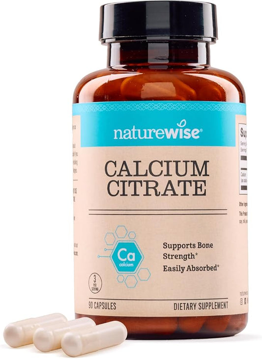 NatureWise Calcium Citrate 500mg Capsules - Supplement for Bone Health - Easy to Digest & Absorb - Vegan, Non-GMO, Gluten-Free - 90 Count[30-Day Supply]