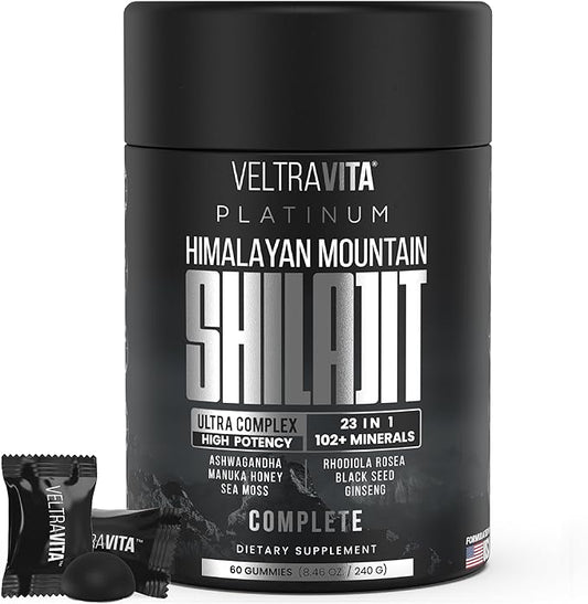 28000 mg, 23-in-1, Himalayan Shilajit for Men, Ashwagandha Gummies Platinum, Irish Sea Moss Gel, Black Seed Oil, Manuka Honey Medical Grade, Tongkat Ali, Rhodiola Rosea, No Sugar, Lab Test