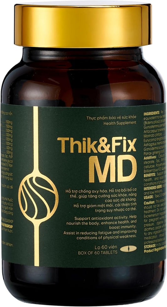 Thik&Fix MD Immune Support Supplement with Natural Herbs, Ginseng Extract & Reishi Mushroom, Supports Overall Wellness & Energy Levels, for Men & Women, 60 Softgels.