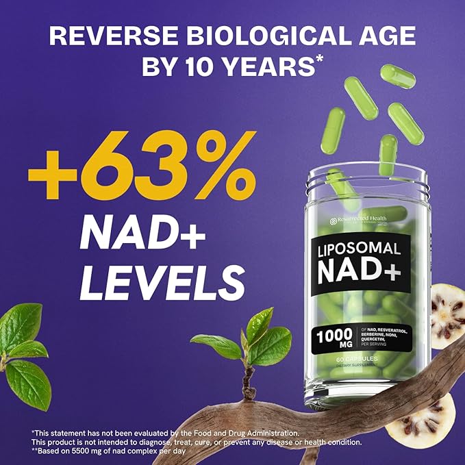 Liposomal NAD Supplements for Women Resveratrol NAD + Supplement w/Berberine, Quercetin, Noni | Boosts NAD Anti-Aging, Brain Support, Gut Heath - 60 Capsules 4 Packs