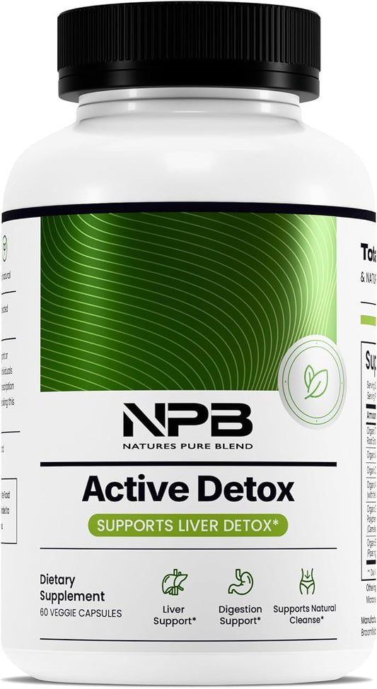Nature's Pure Blend Active Detox Cleanse – Organic Turmeric Supplement with Apple Cider Vinegar for Digestive Support – Body Detox for Men to Promote Balance & Vitality – Green Tea & Milk Thistle