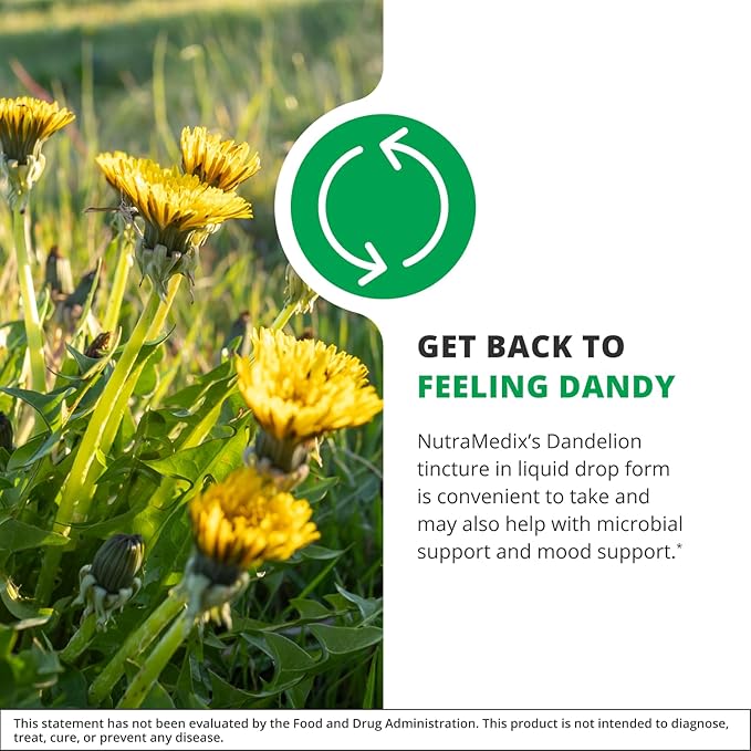 Nutramedix Dandelion Detox Support - Tincture for Liver Health + Gut Health + Antioxidant Support - Dandelion Leaf Liver Support Supplement for Daily Use (60ml)