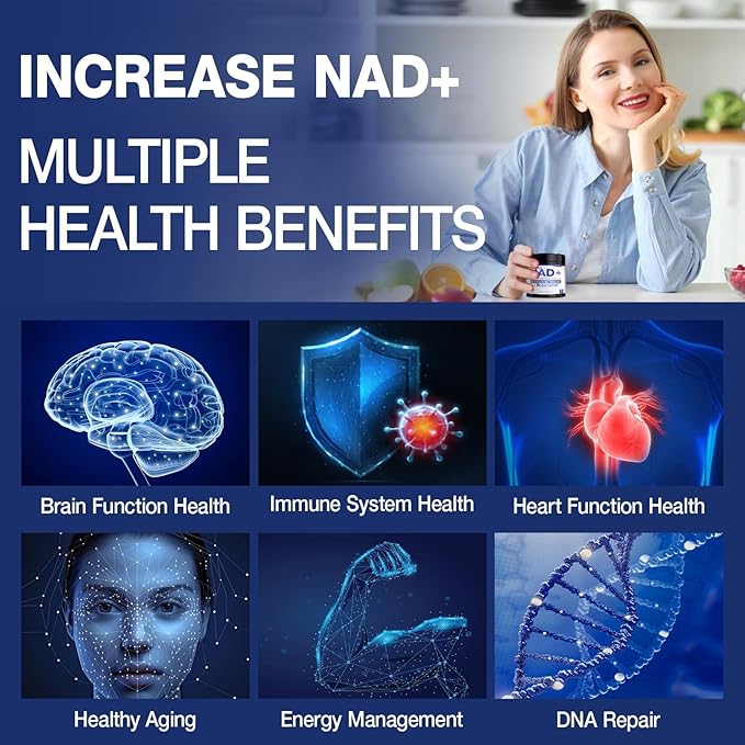 NAD+ Supplement - NAD Nicotinamide Riboside Resveratrol NAD Supplement 1000mg Pure Organic for Women and Men Anti-Aging, Energy, Focus, 80 Capsules