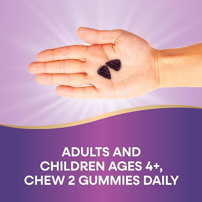 Nature’s Way Sambucus Elderberry Immune Support Gummies for Kids & Adults* with Black Elderberry Extract, Vitamin C, Vitamin D3, and Zinc, 60 Gummies (Packaging May Vary)