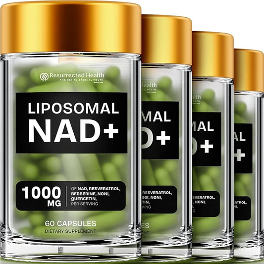 Liposomal NAD Supplements for Women Resveratrol NAD + Supplement w/Berberine, Quercetin, Noni | Boosts NAD Anti-Aging, Brain Support, Gut Heath - 60 Capsules 4 Packs