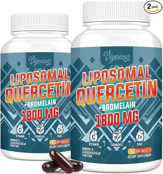 Liposomal Quercetin Phytosome, Quercetin with Bromelain, Zinc & Vitamin C, Bioactive Phytosome Complex, 20X Higher Absorption - 120 Softgels
