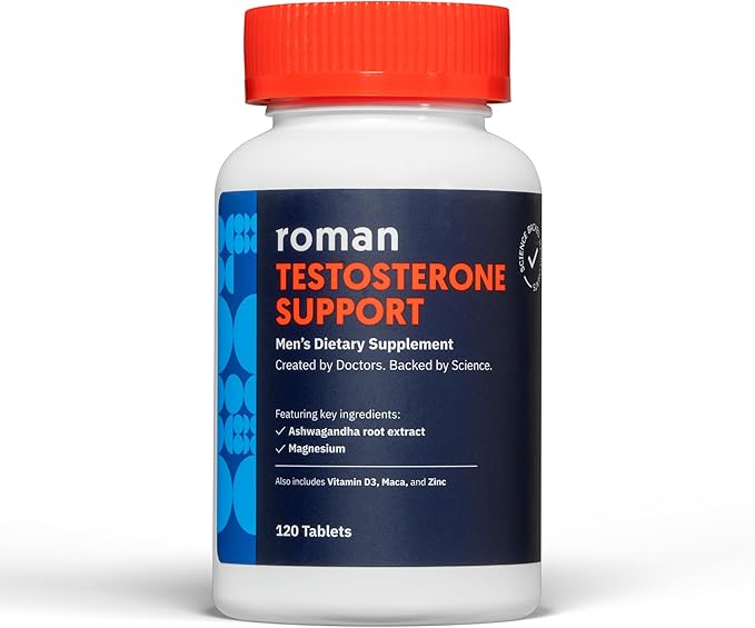 Ro Testosterone Support | Daily Nutritional Supplement with Ashwagandha & Magnesium | (120 Tablets)