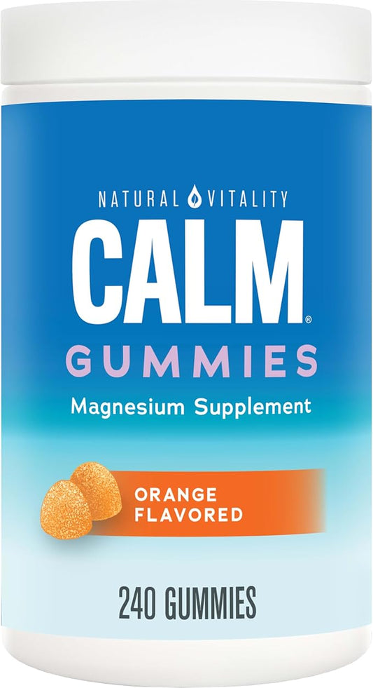 Natural Vitality Calm, Magnesium Citrate Supplement, Stress Relief Gummies, Supports a Healthy Response to Stress, Gluten Free, Vegan, Orange, 240 Gummies