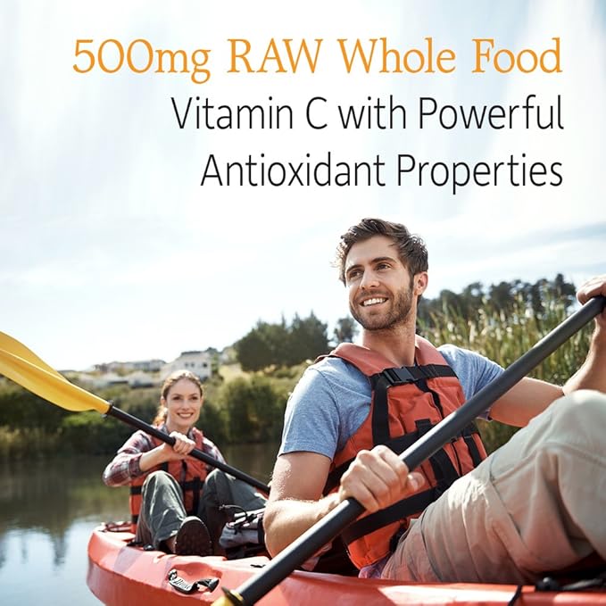 Garden of Life Whole Food Vitamin C Code Raw Capsules, 500mg, Fruit & Veggie Blend, Probiotics Supplements for Adults, Vegan, Gluten Free, Orange, 60 Count