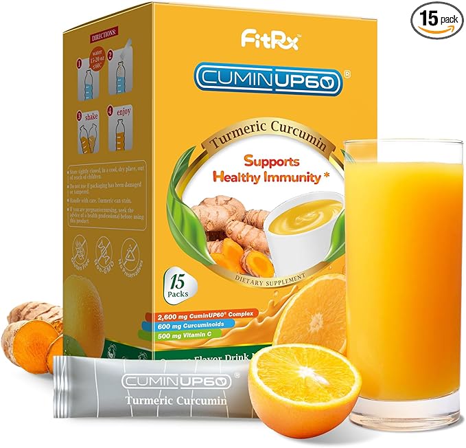 Turmeric Curcumin Drink Powder, Turmeric Shots with Vitamin C for Immunity, Orange Flavor Instant Drink Mix Packets, High Absorption Curcumin Complex, Immune & Recovery, Joint Support Supplement