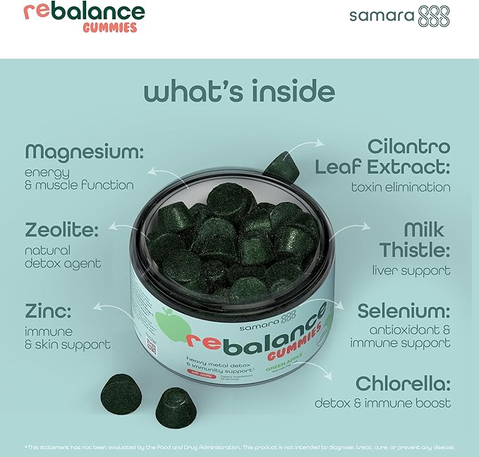 Zeolite Detox for Kids & Adults, Heavy Metal Zeolite & Chlorella Detox Gummies, Alternative to Activated Charcoal, Gentle Daily Toxin Cleanse for Kids & Adults, 30 Green Apple Vegan Gummies