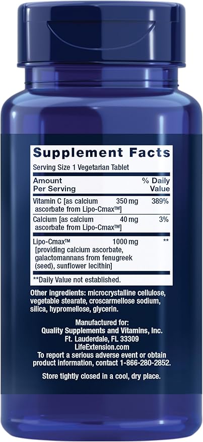 Life Extension Vitamin C 24-Hour Liposomal Hydrogel™ Formula, absorbs Better Than Standard Vitamin C, up to 24 Hours, get The Most Out of Your Vitamin C, Gluten-Free, Non-GMO, Vegetarian, 60 Tablets