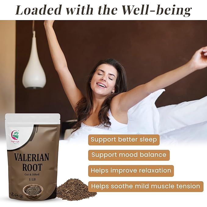 Valerian Root 1 LB, Cut & Sifted, 100% Natural & Pure, Ideal for Tea, Herbal Blends & Wellness Uses, Resealable Bag for Freshness - By Yogi’s Gift®