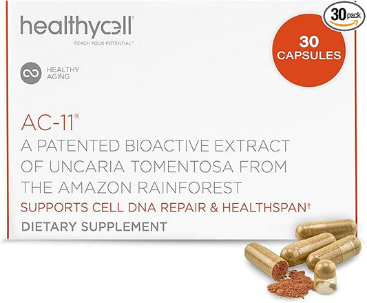 Healthycell Anti-Aging Supplement for DNA Repair and Stem Cell Health, AC-11 - Bioactive Extract of Uncaria Tomentosa (Cat’s Claw) Supports a Healthy Immune System - Vegan, Soy-Free & Gluten-Free