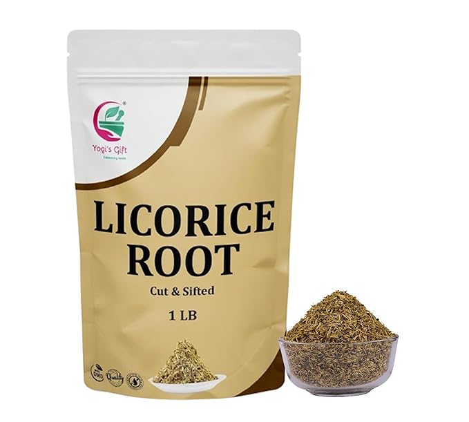 Licorice Root 1 LB, Cut and Sifted, 100% Pure & Natural Dried Licorice Root, Premium Quality, Ideal for Tea, Herbal Blends, and Wellness Uses - By Yogi’s Gift®