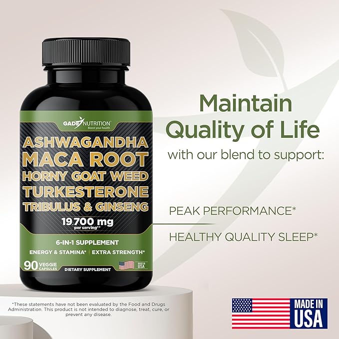 Gade Nutrition Ashwagandha with Maca Root, Horny Goat Weed, Turkesterone Supplement, Tribulus Terrestris, Panax Ginseng Pack of 2