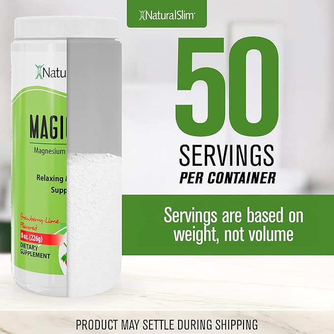 NaturalSlim Magicmag Pure Magnesium Citrate Powder – Stress, Constipation, Muscle, and Heart Support | Natural Strawberry & Lime Flavored Magnesium Supplement - 8oz Drink Mix (2 Pack)