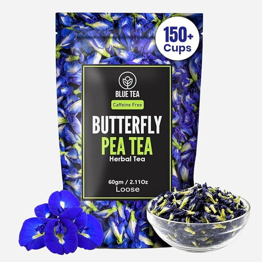 BLUE TEA - Butterfly Pea Flower Tea - 2.11 Oz (150+ Cups) | Antioxidant Rich | Chemical Free - Herbal Tea - Caffeine free - Non Bitter - No Preservatives - Non-GMO | Zipper Pack