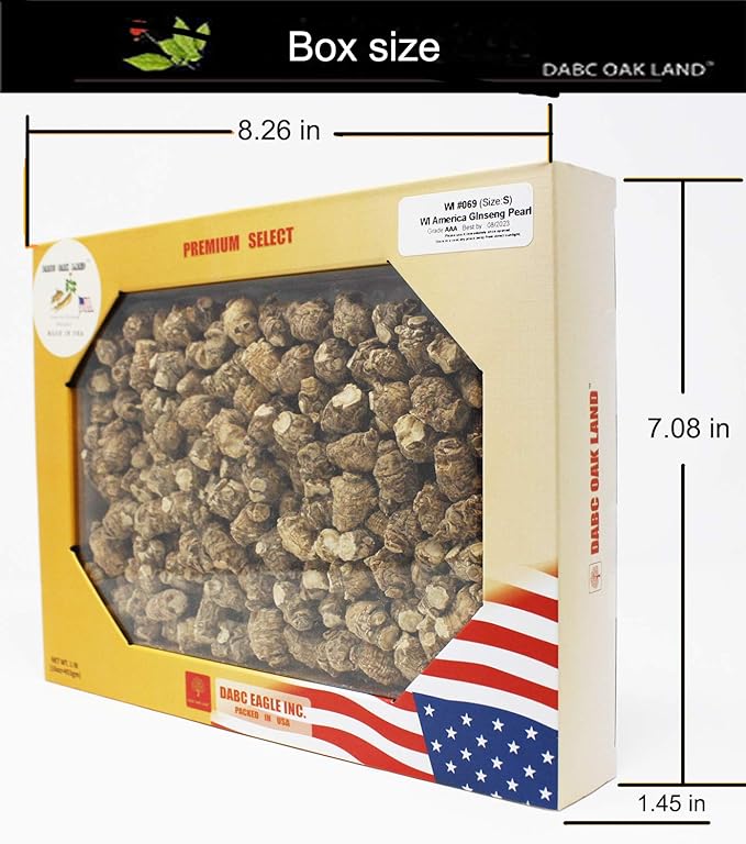 1LB=453gm/Box Hand-Selected Wisconsin Farmed Ginseng Root | Pearl Small 威斯康辛州 西洋参 花旗参 礼盒装 |Cultivated Wisconsin American Ginseng WI 069# Box